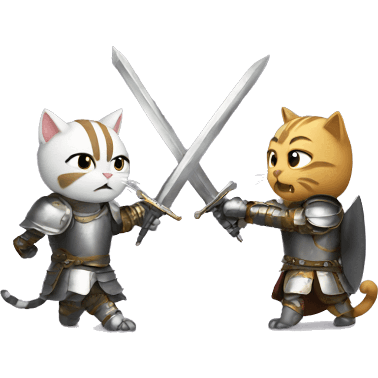 Cats sword fighting in armor emoji