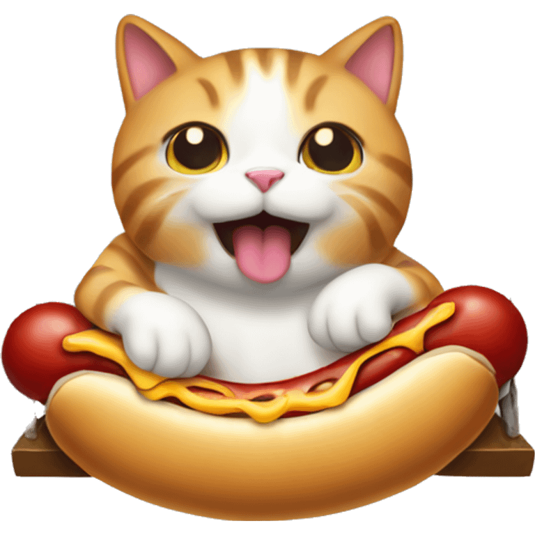 cat eating a hotdog in a swing emoji