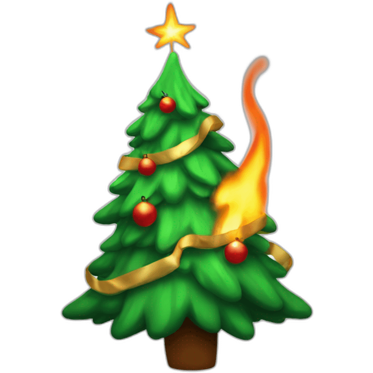 Burning Christmas tree emoji