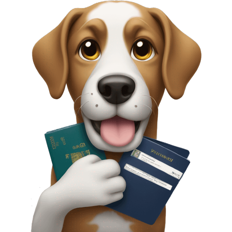 dog holding passport emoji