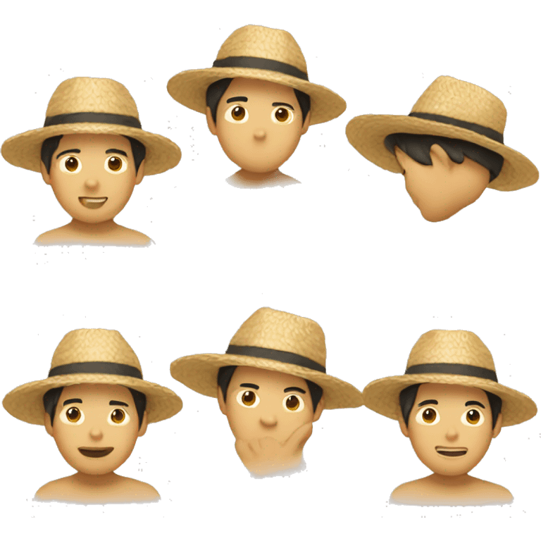 Asian with straw hat emoji