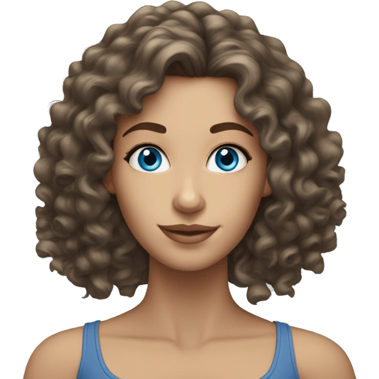 Blue-eyed Caucasian brunette woman with long curly hair  emoji