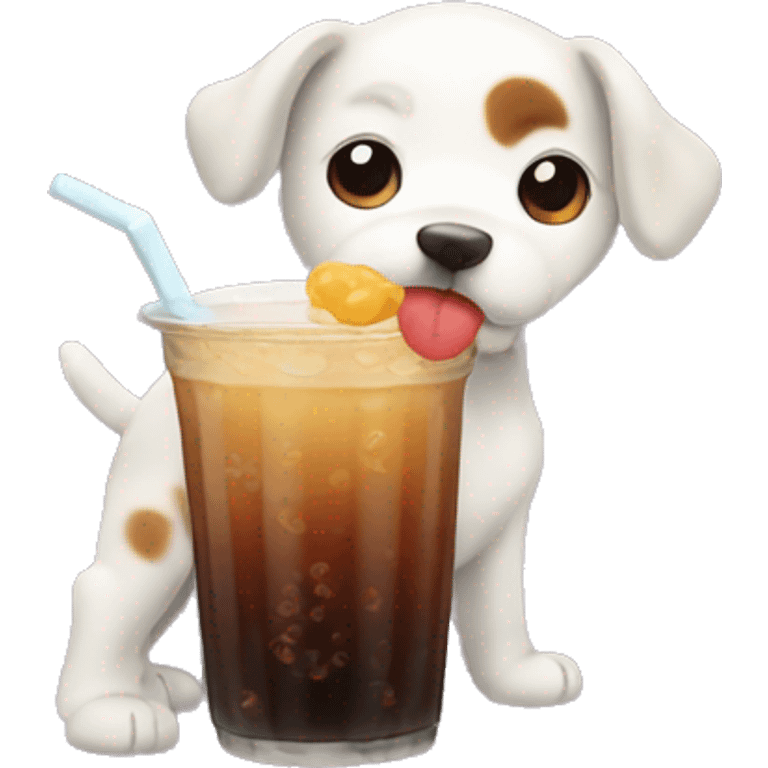 Dog drinking boba emoji