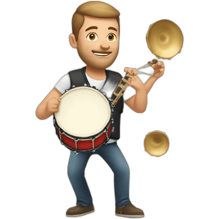 bold caucasian man playing tambourine emoji