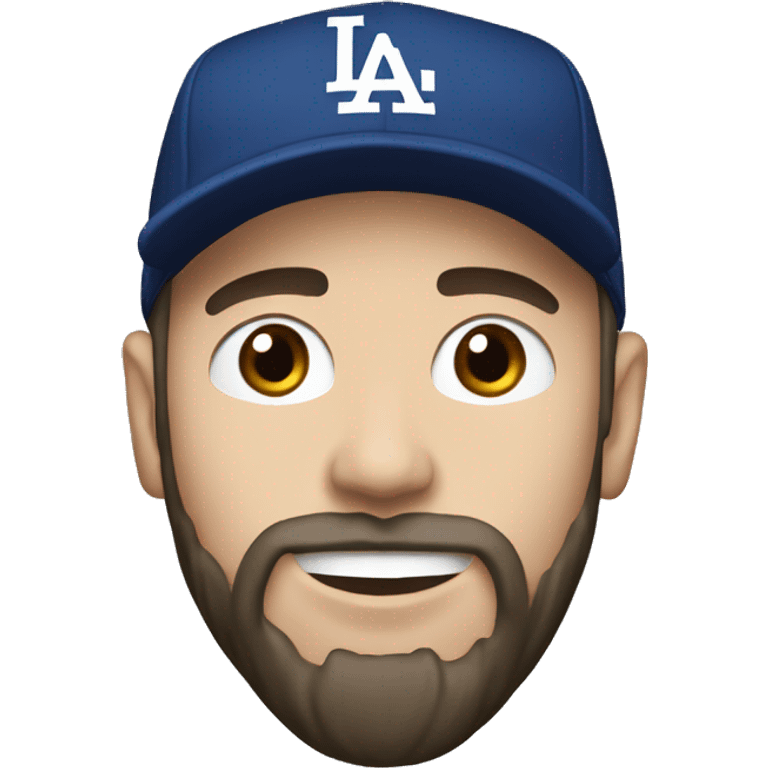 White skin, young, Japanese man, short beard, LA Dodger hat emoji