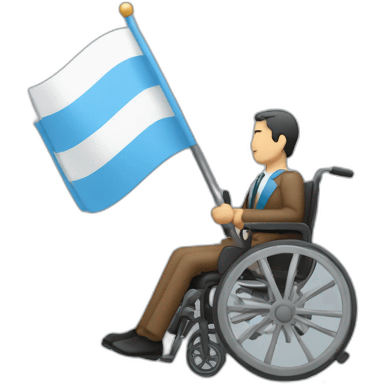 persona en silla de ruedas llevando la bandera argentina emoji