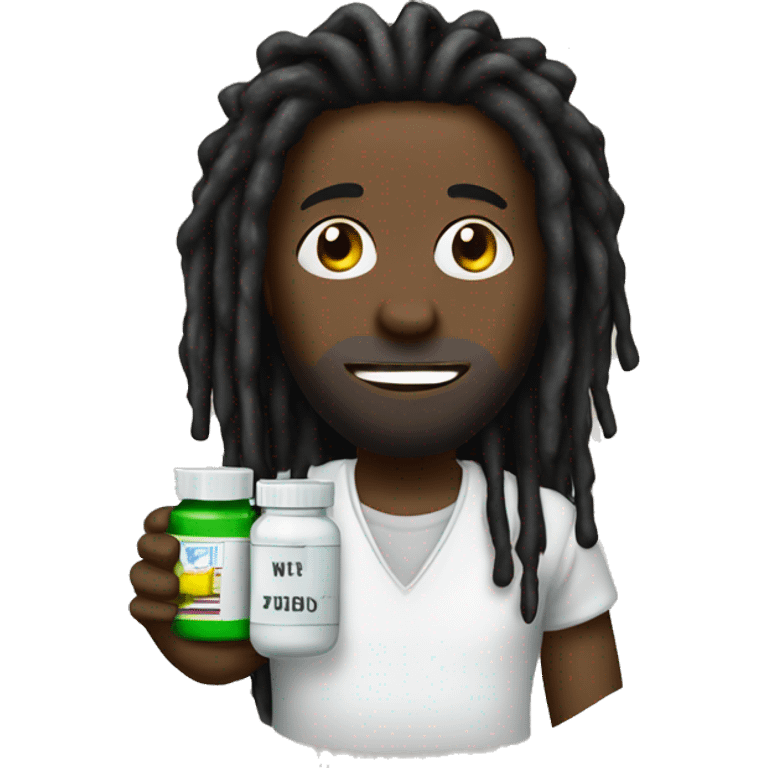 black why with dreads holding medicine capsule emoji