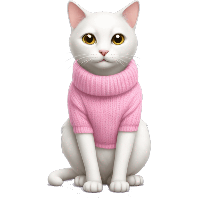 white cat wearing pink sweater  emoji