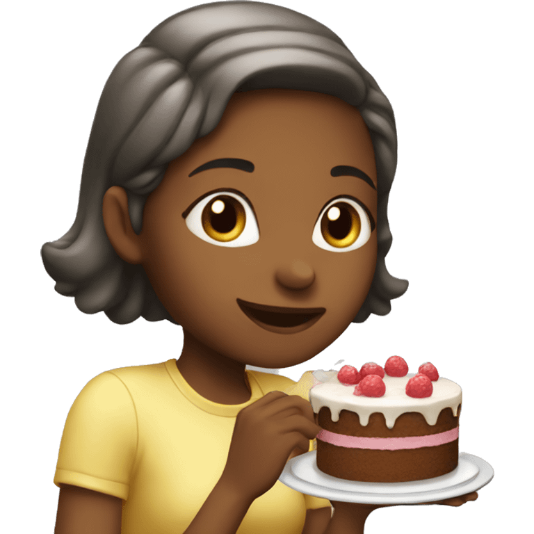 Girl eating cake emoji