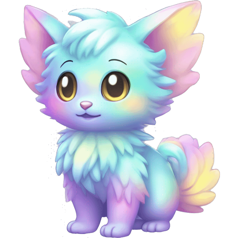 Shiny Innocent Shy Baby Sparkly Colorful Pastel Fluffy beautiful fantasy Kawaii Ethereal Sona Fakemon-animal Full Body emoji