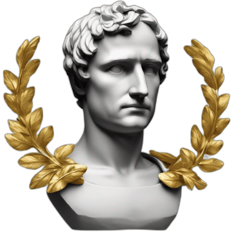 Laurel wreath on short hair serious napoleon bonaparte golden statue emoji