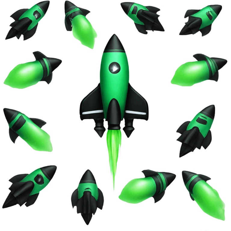 green and black rocket ship emoji