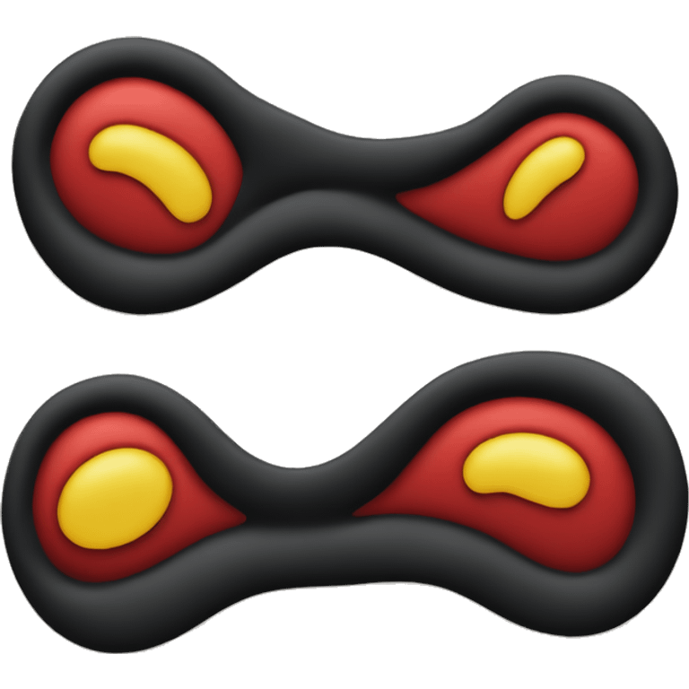 A wavy black and red rectangle with a medium sized yellow circle  emoji