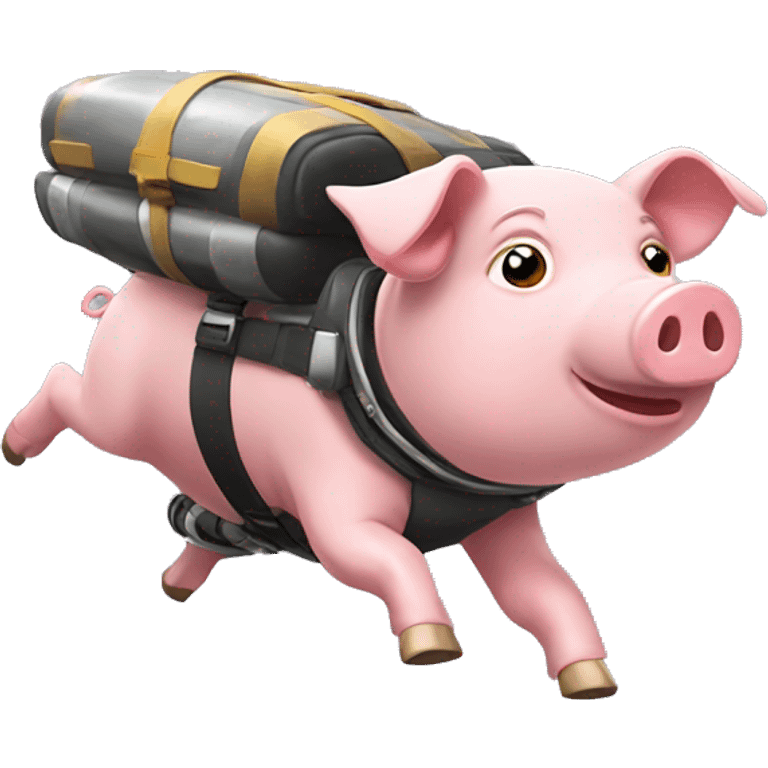 pig flying with jetpack emoji