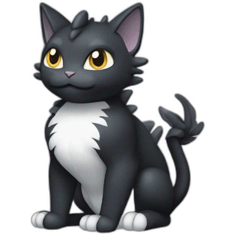 Sitting-Black-and-White-face-cat-dragon-type-pokemon emoji