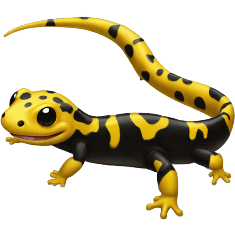 Spotted  black yellow salamander excited  emoji