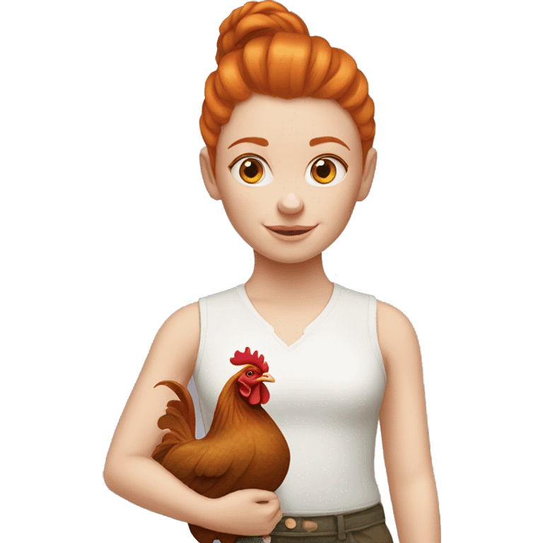 Ginger girl with a brahma hen emoji