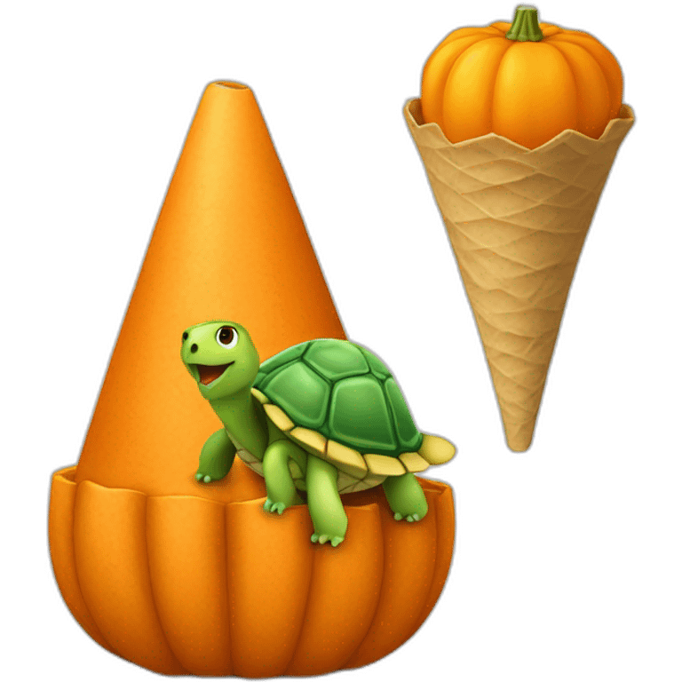 Cone on pumpkin with turtle emoji