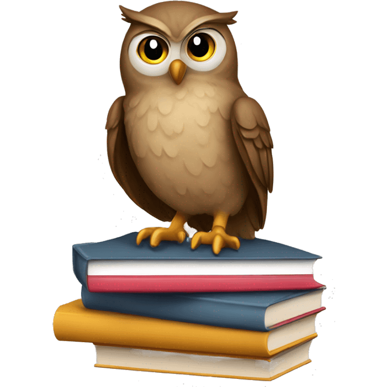 an student owl sitting on books emoji