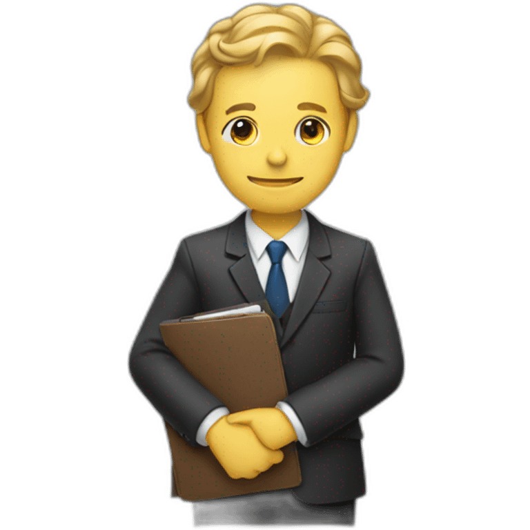 a man in a suit holding a folder in his right hand emoji