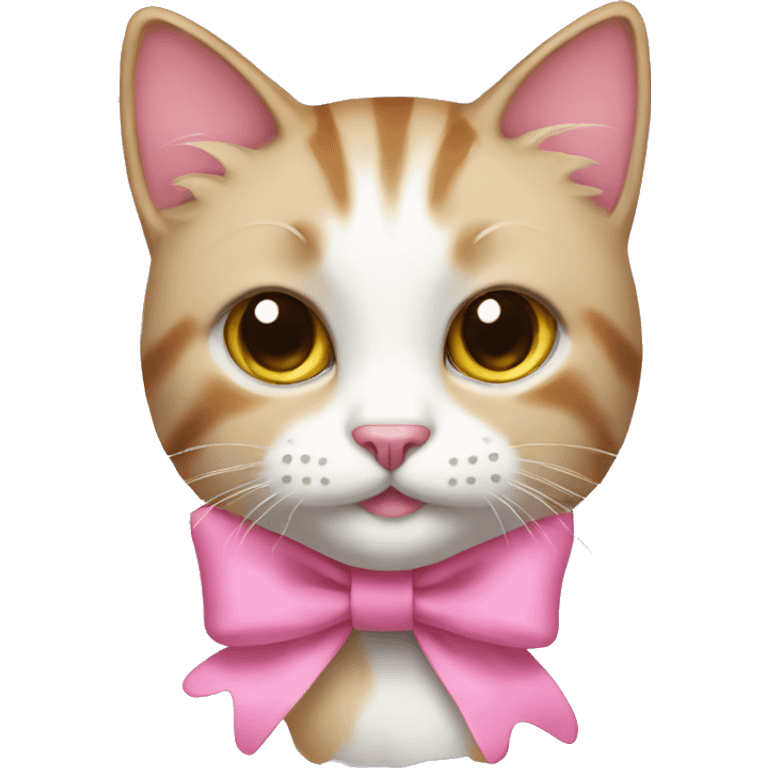 Make a cat with a cute pink bow emoji