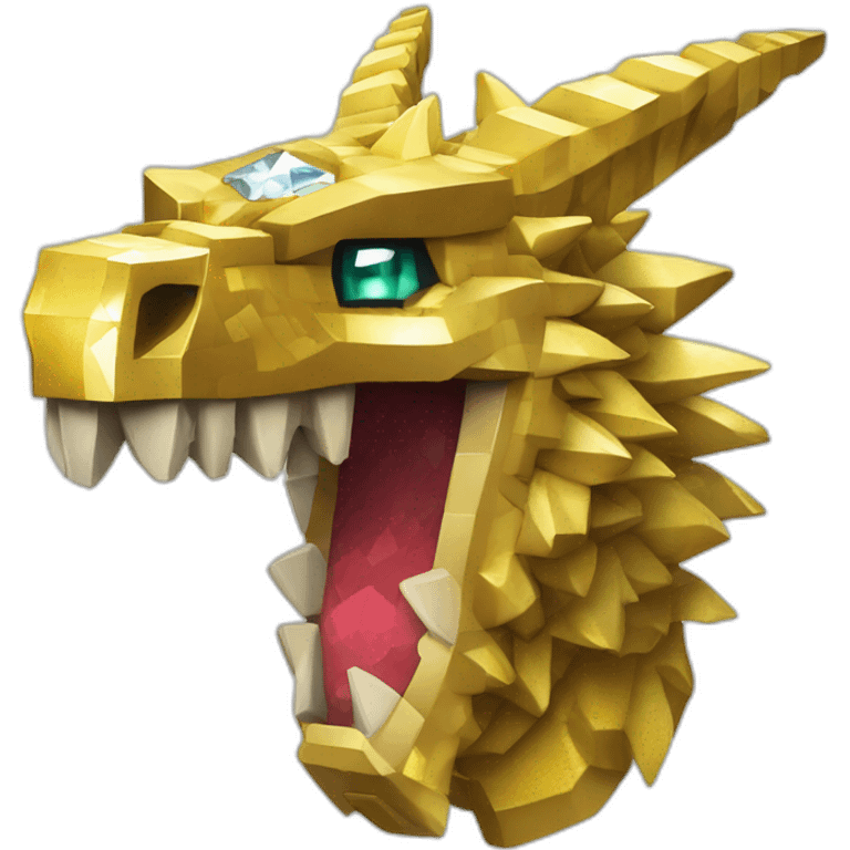 Minecraft Glitter Gold Dragon Head With Diamond Horn emoji