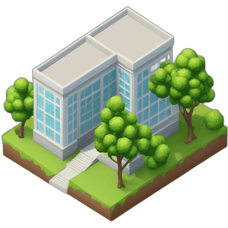 isometric-3d-university-building-landscape emoji