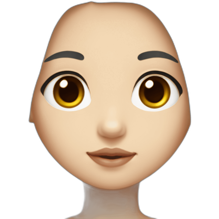 A girl with long hair, plump lips and a small nose, and big eyes, looks like a Korean girl emoji