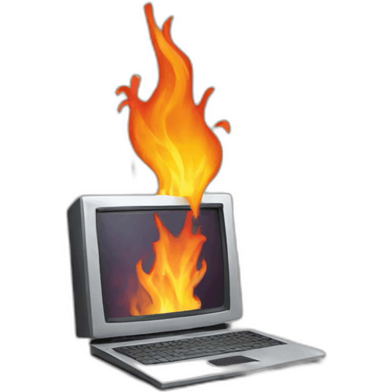 burning computer emoji