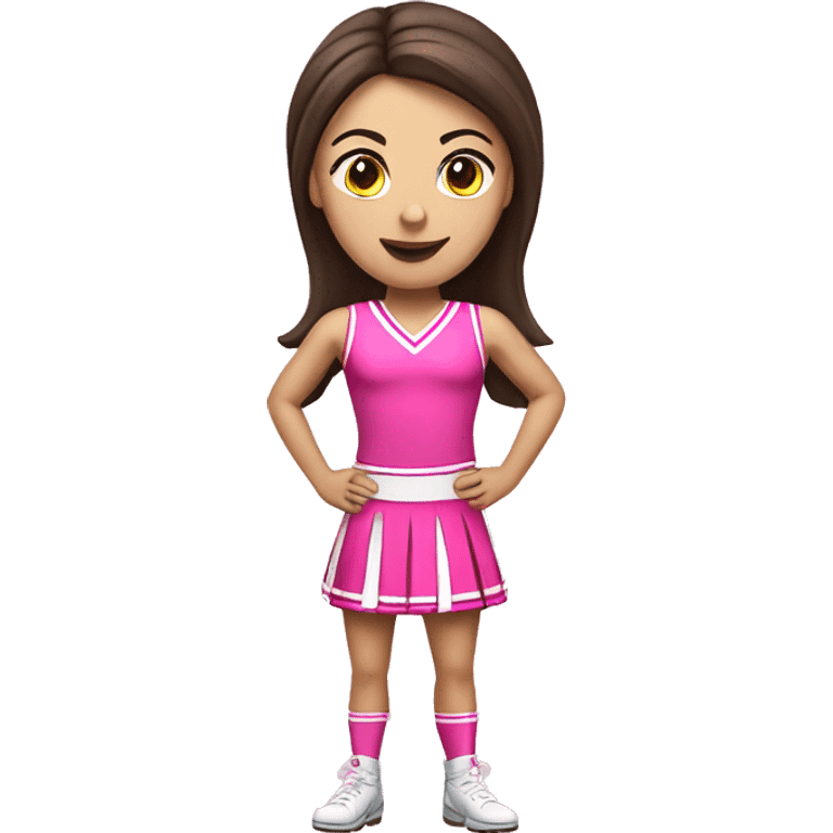 Brunette Caucasian cheerleader in pink, full body emoji