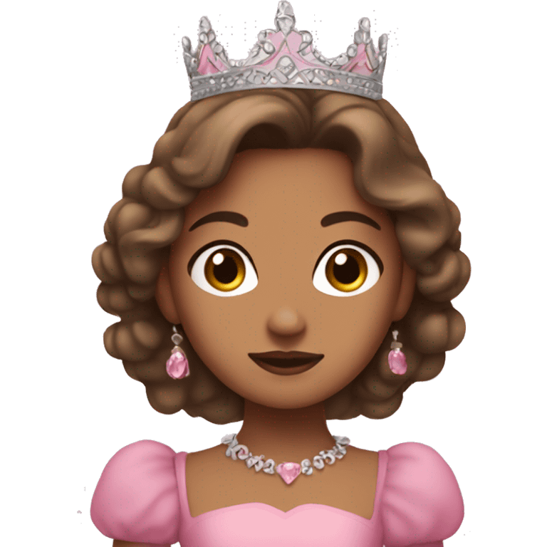 a princess with olive skin, brown hair and eyes, and a pink dress emoji