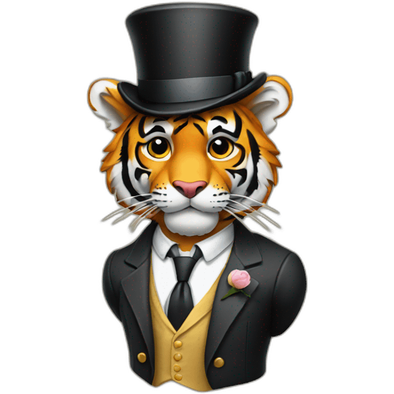 tiger wearing a suit and top hat emoji