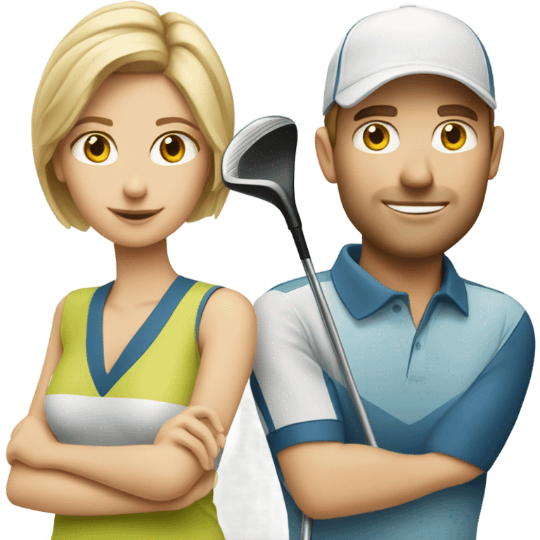 Husband and wife golfing team Caucasian emoji