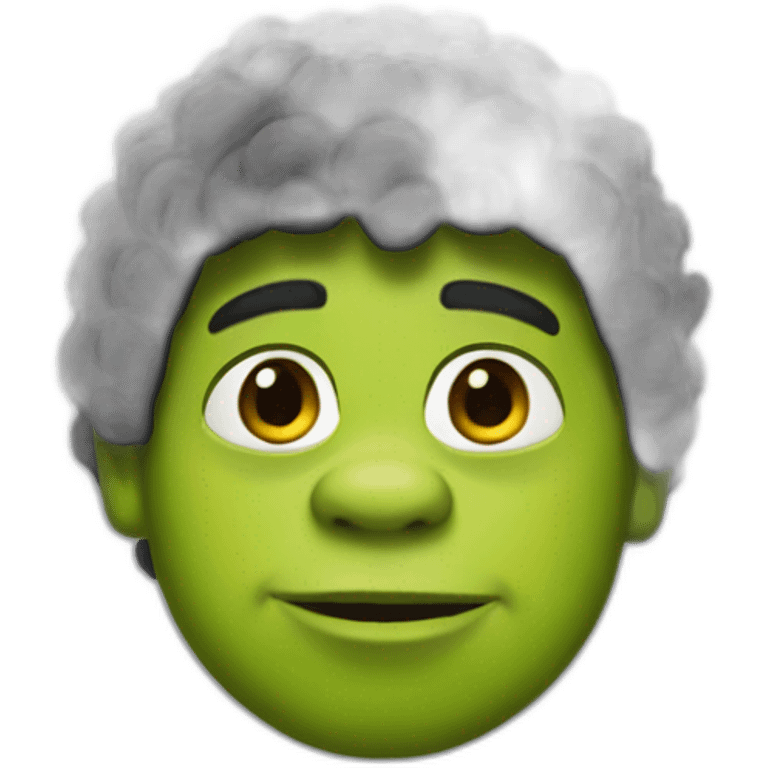 Shrek wearing black puffer emoji