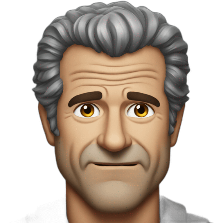 Mel Gibson portrait without smile emoji