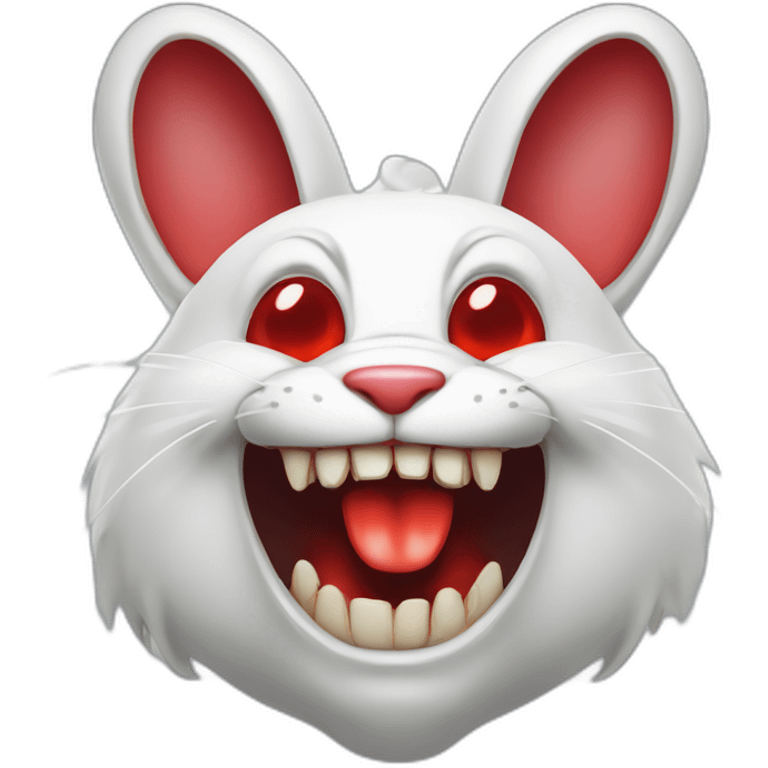 evil white rabbit with sharp fangs with red around mouth emoji