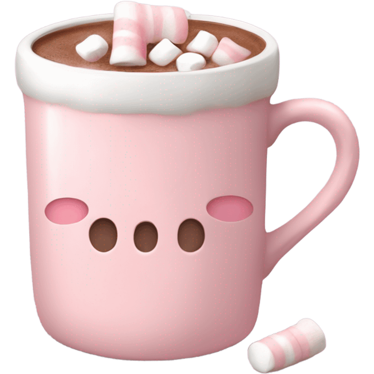 Light Pink mug of hot chocolate with marshmallows  emoji