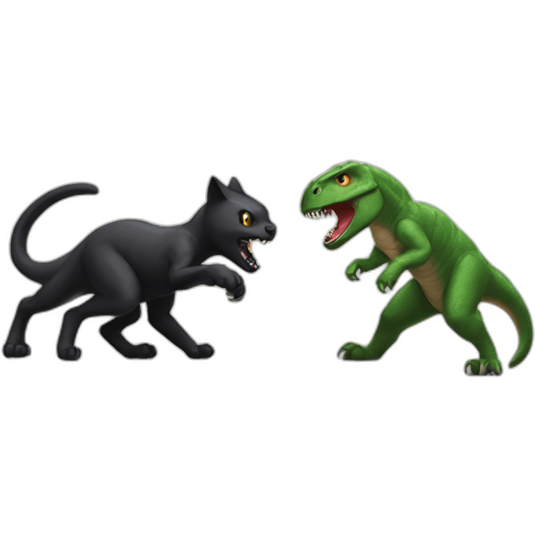 Black cat fight dinosaur emoji