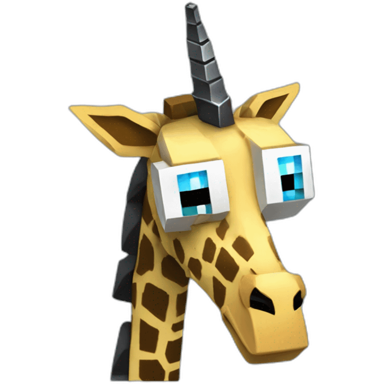 Minecraft Black Jiraffe Head With Diamond Unicorn Horn and Lazer Eyes emoji