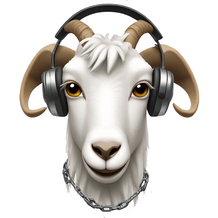 a goat making music with chains and headphones emoji