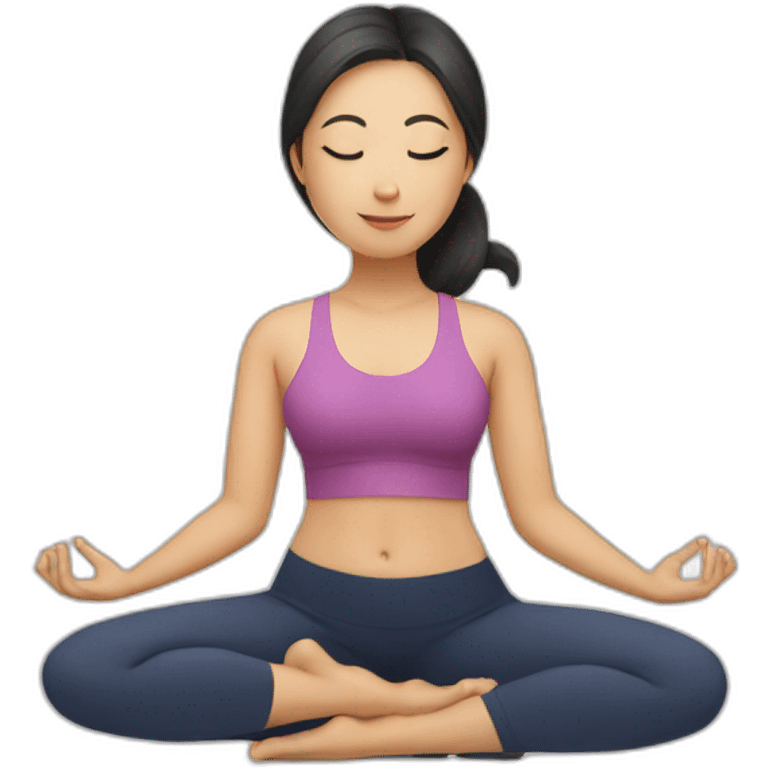 Asian woman doing yoga emoji