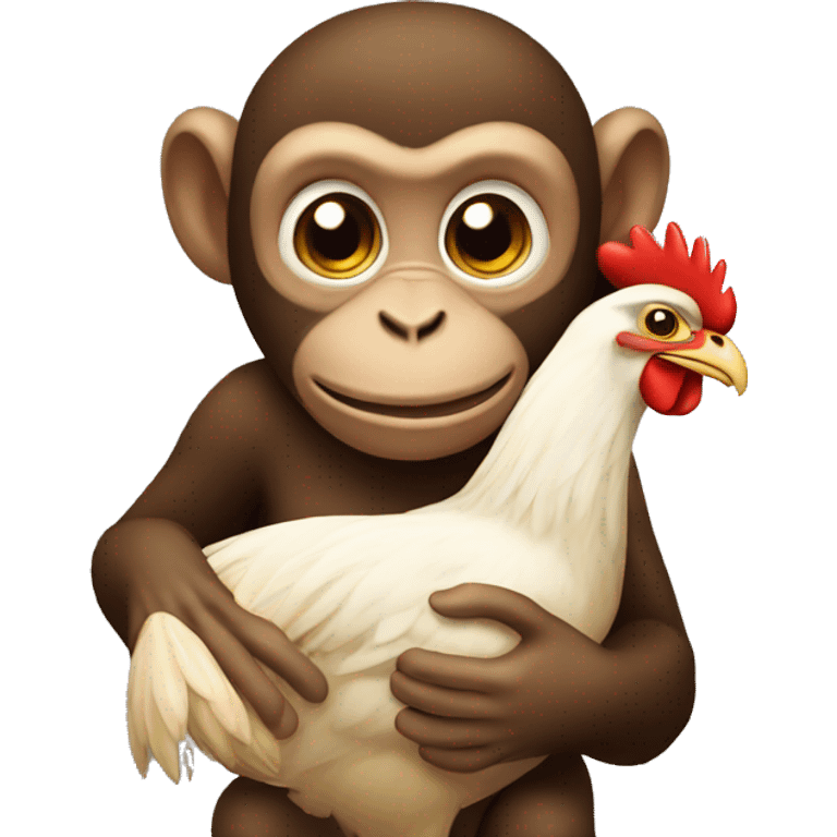 Monkey holding chicken emoji