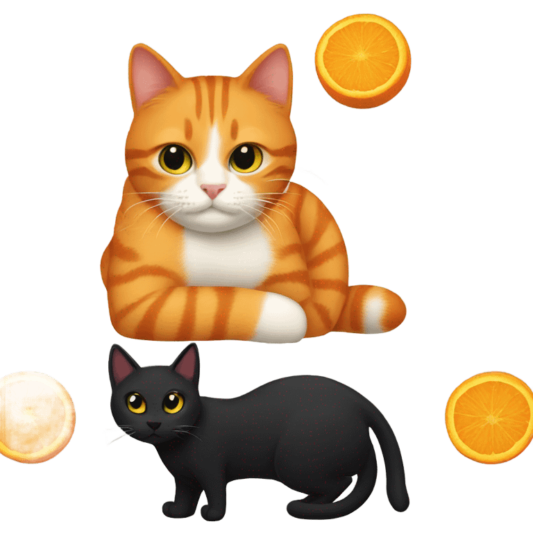 orange cat hugging a black cat emoji