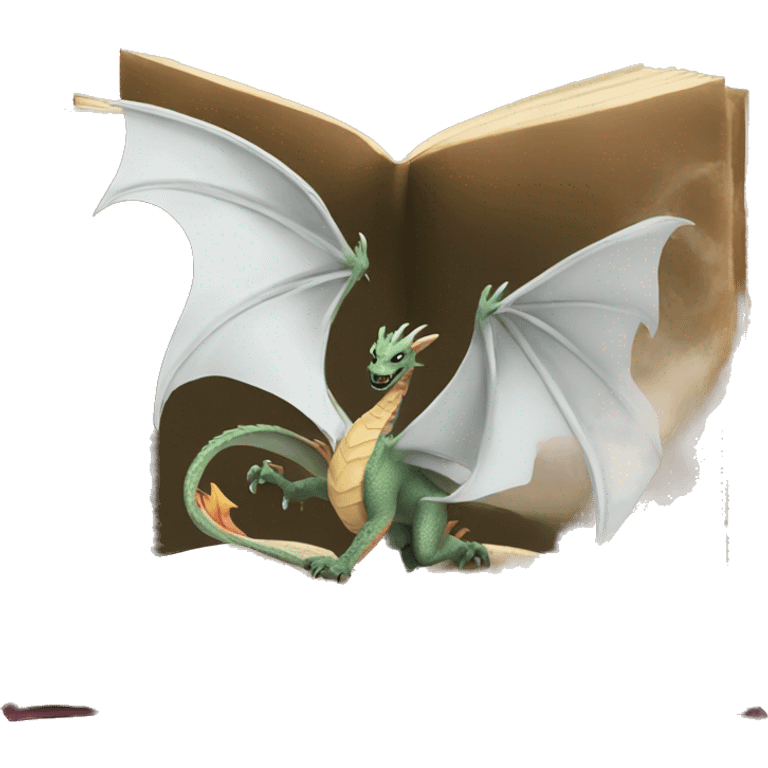 dragons flying out of book emoji