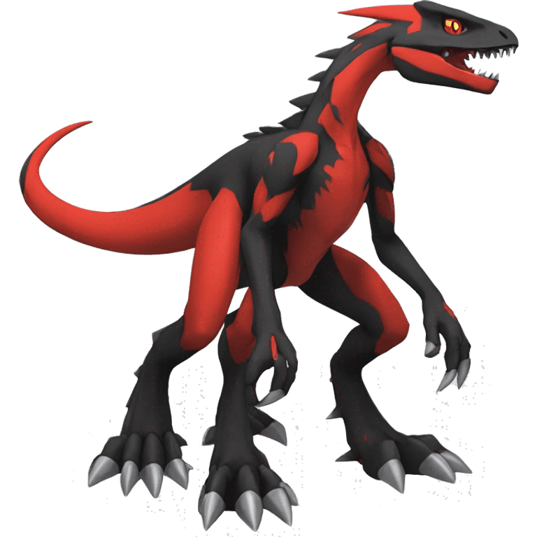  Cool Edgy Black Red Digimon-Fakemon-Guilmon-Velociraptor-Dragon full body emoji