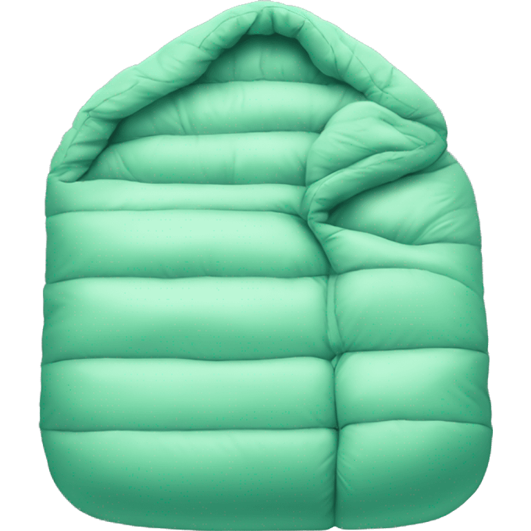 Realistic mint green sleeping bag isolated.  emoji