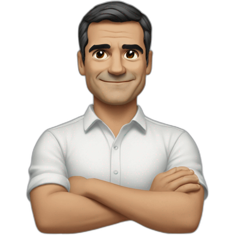 Pedro Sánchez smiling with arms crossed emoji