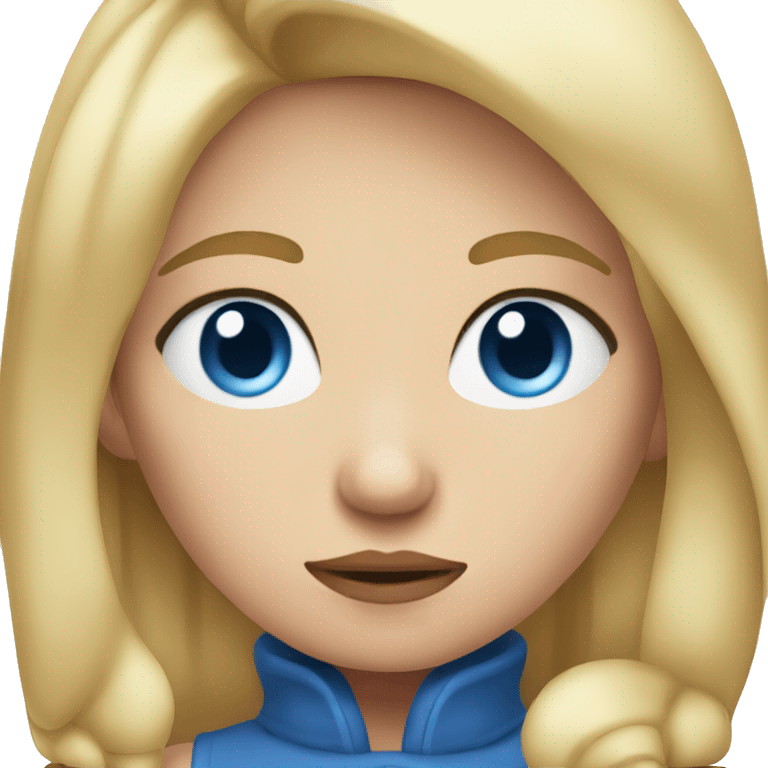 girl with blond hair and blue eyes pouting  emoji