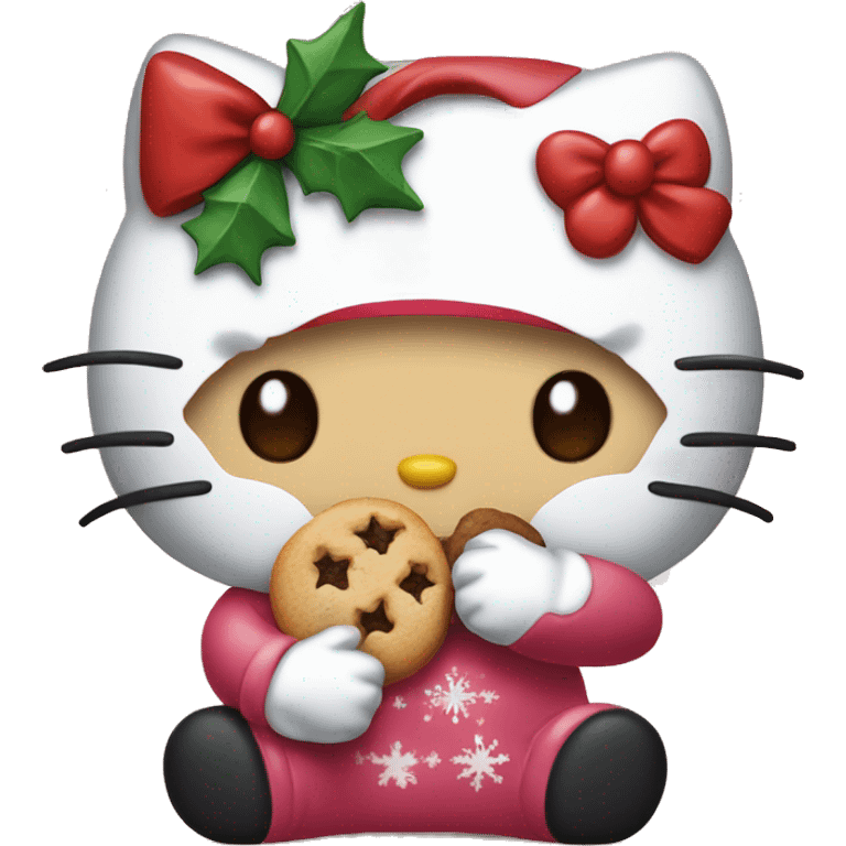 Hello kitty eating a Christmas cookie emoji