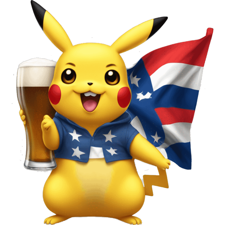 Pikachu con una cerveza y bandera de Suecia  emoji